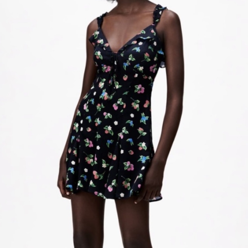 Zara black printed mini dress